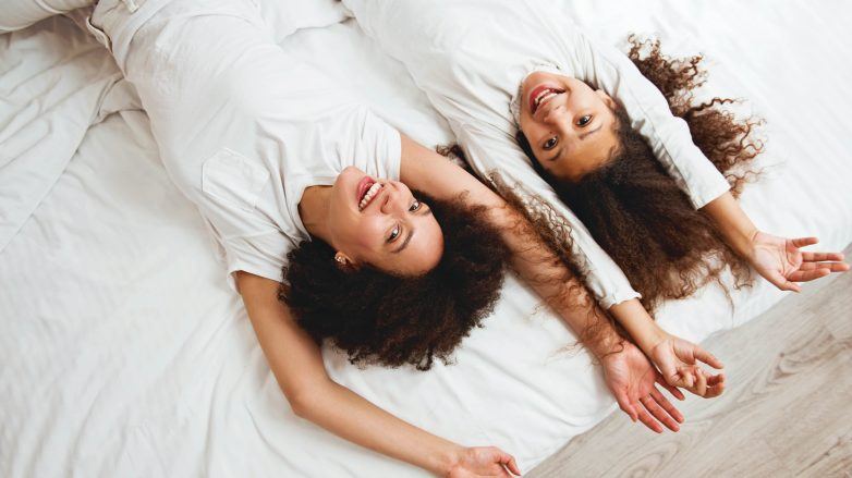 for you and the kids: mother and daughter with naturally curly hair