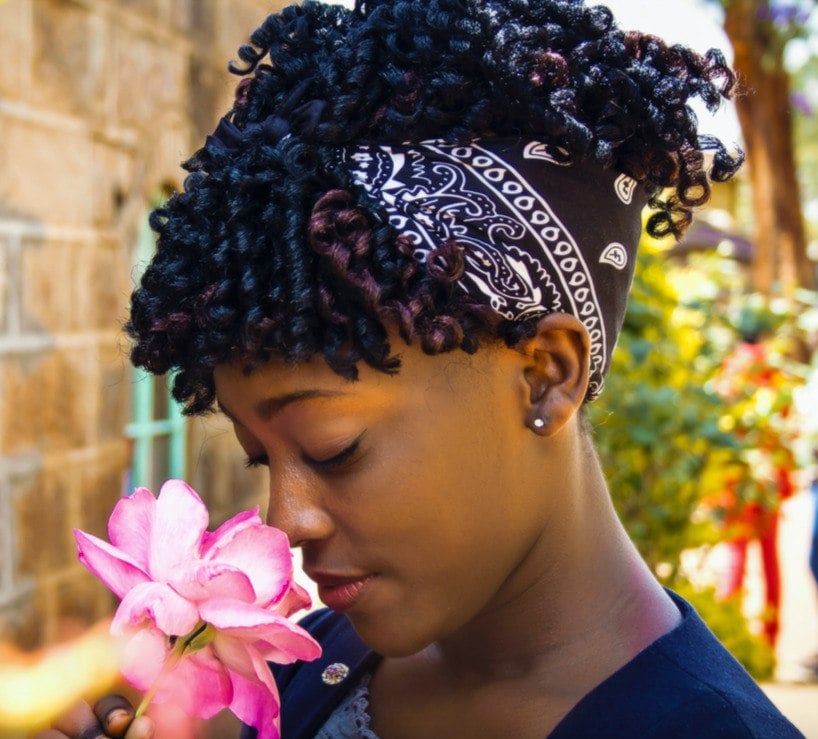 Silk bandana with a low bun | Scarf hairstyles, Hairstyle, Trendy hairstyles